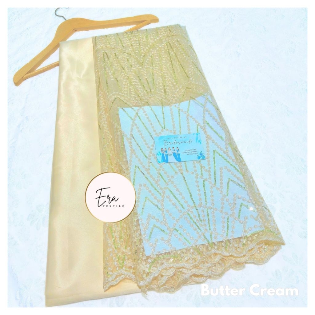 Set/Paket Seragaman Kain Bridesmaids Brokat Tile Payet Spangle & Satin (Furing/Polosan), Bahan Bride
