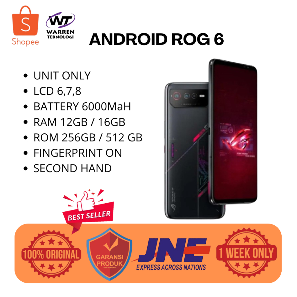 ASUS ROG 6 SERIES RAM 12GB 16gb ROM 256GB 512GB SECOND ORI