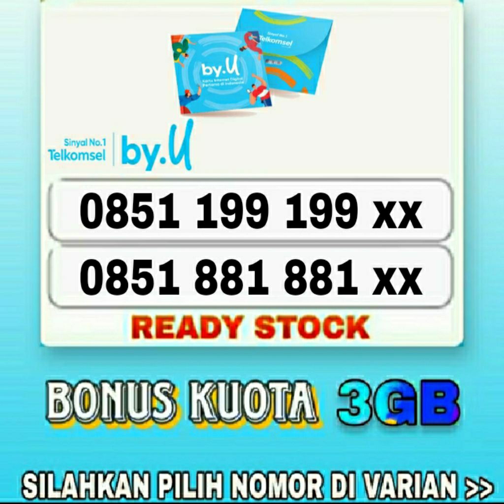 KARTU PERDANA NOMOR CANTIK BY.U KUOTA 3GB SUPORT 5G