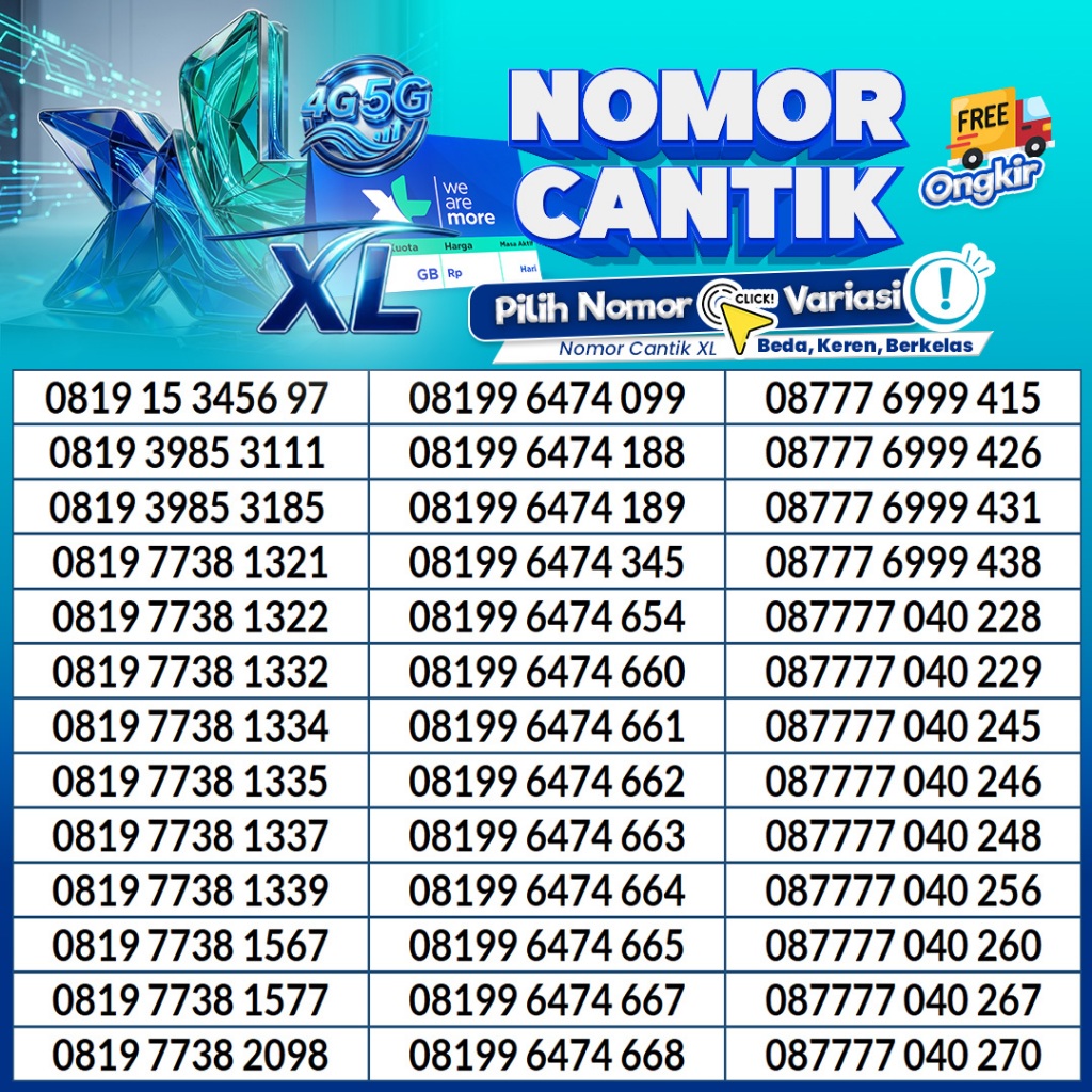 Nomor Cantik XL Perdana 75.000 Rb.