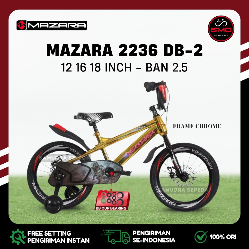 Sepeda Anak BMX 12 16 18 Merk PMB Mortein MN 161 Ban 2.4 // Mazara 2236 DB-2 Ban 2.5 Rem Cakram Fram