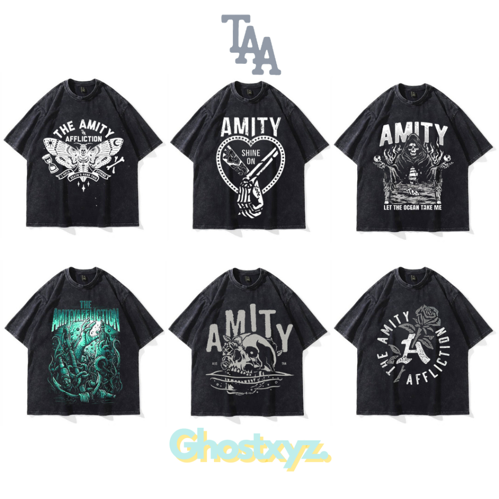 Ghostxyz T-Shirt The Amity AfflictionWash Oversize Vintage Tee Baju Kaos