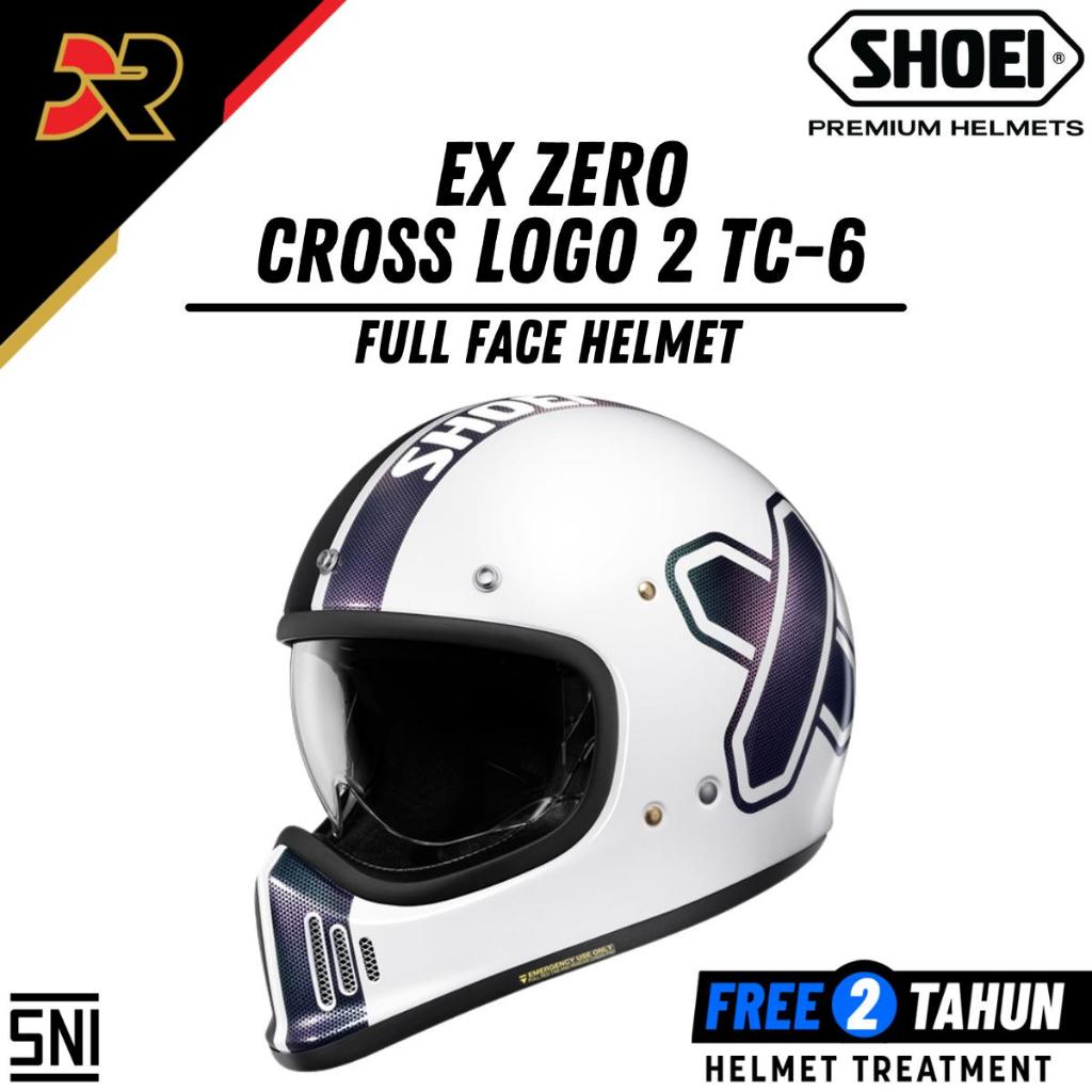 Shoei Ex Zero Cross Logo TC-6 Black White Helm Cakil Retro Full Face Sportster SNI Original