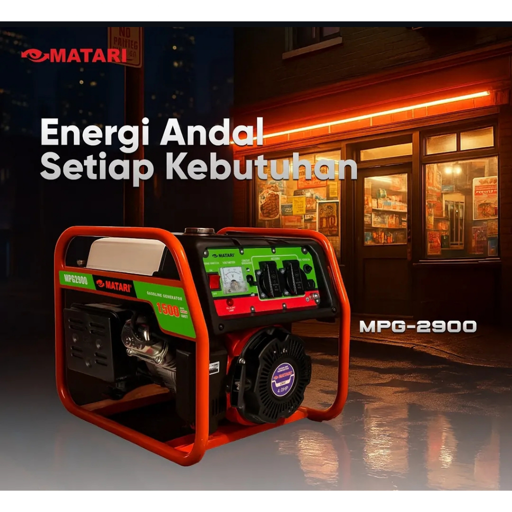 Mesin Genset/Generator Bensin Min 1000-1500 Max Watt MPG-2900 4tak 1.2 Kw MATARI
