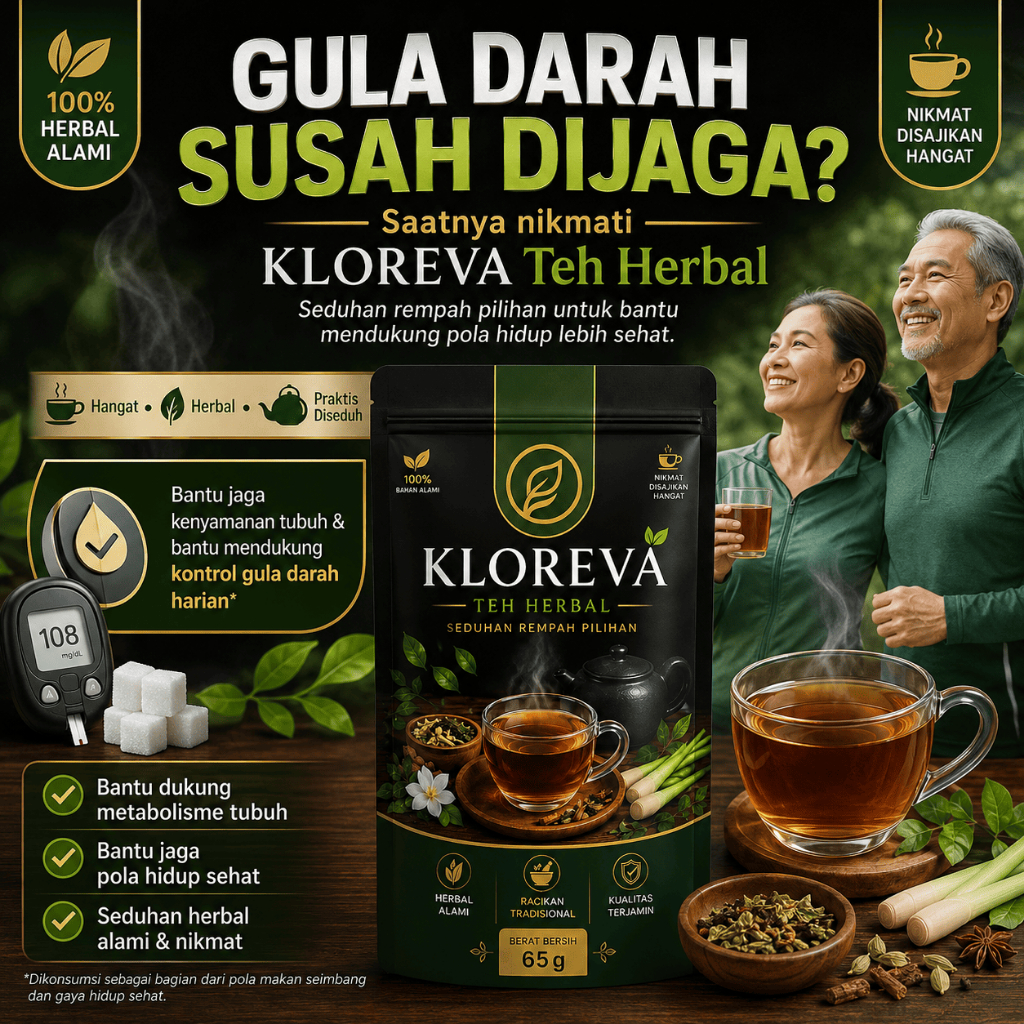 Teh Kloreva Teh Herbal Diabetes Alami Daun Insulin Premium Teh Celup 20 Tea Bags Tanpa Gula