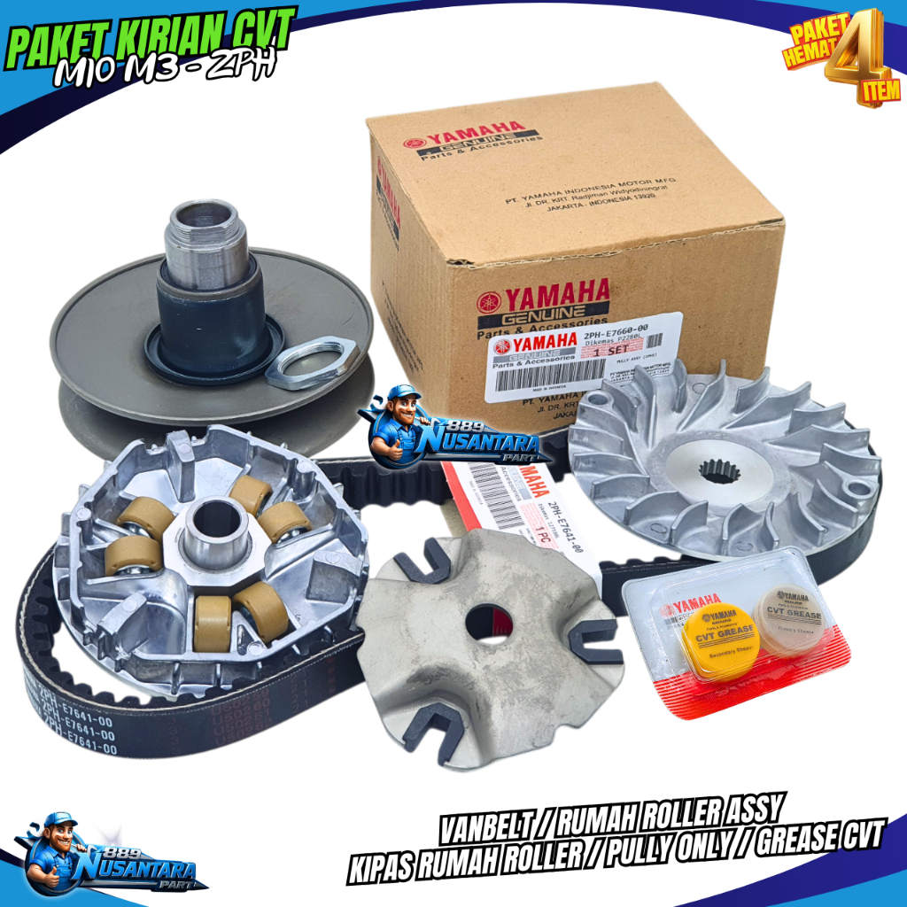 PAKET KIRI LENGKAP PULLY ONLY MIO M3 + RUMAH ROLLER ASSY + KIPAS + VANBELT MIO 125 / MIO GT 125 / SO