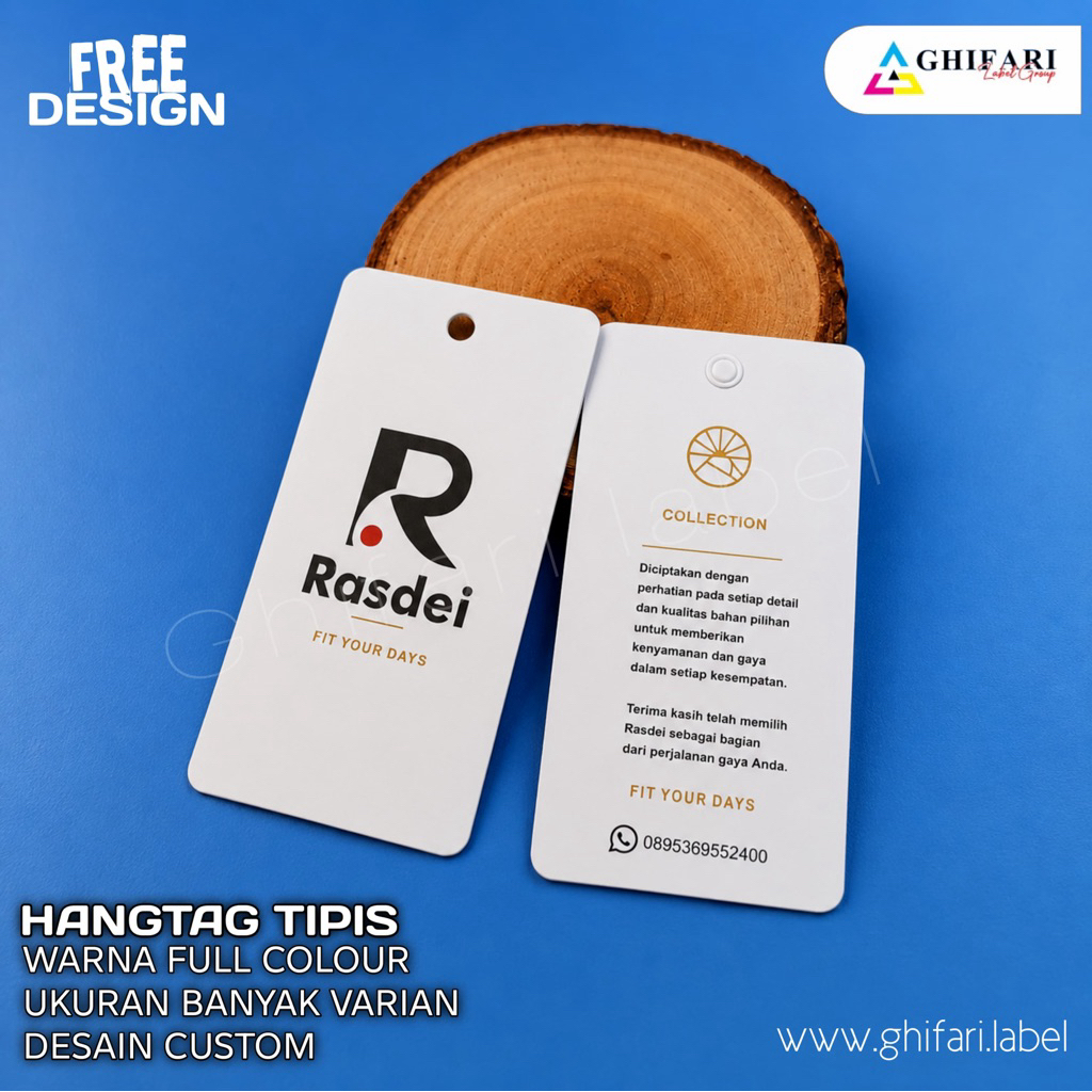 Hangtag Tipis 310gsm Custom | Hangtag Distro | Tag Label Baju Clothing | Cetak Full Color Hangtag Cu