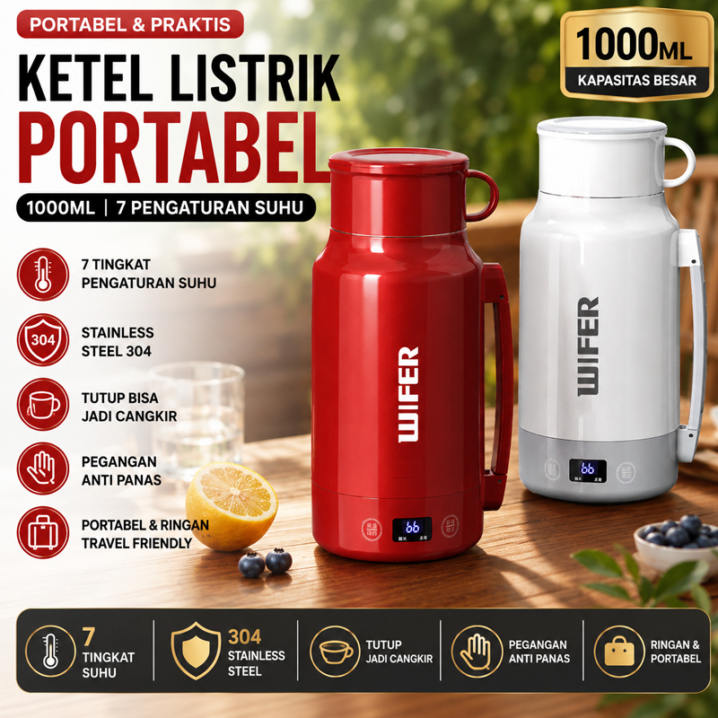 Ketel Listrik Portable Smart Termos Pemanas Air Travel Kantor Rumah Kapasitas Besar
