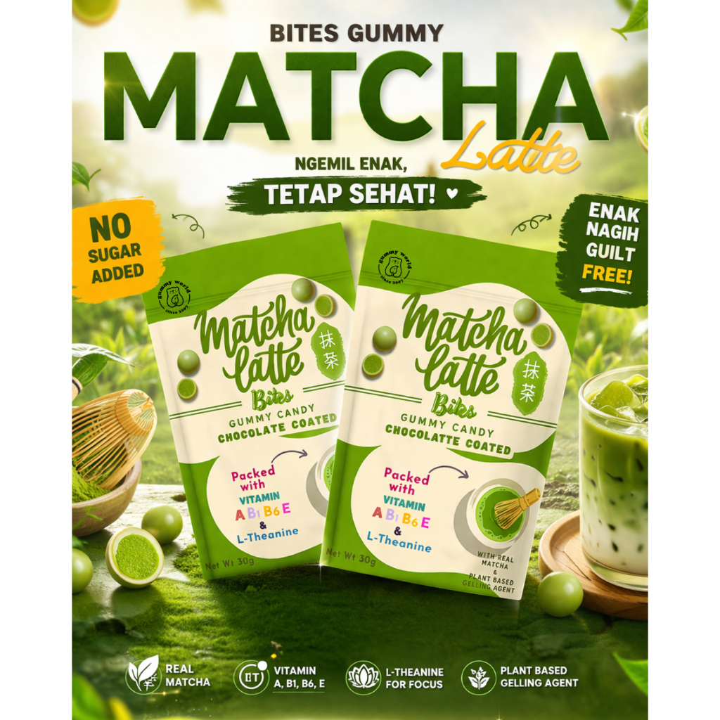 Bites Gummy Matcha Latte  (Chocolate Coated Gummy)