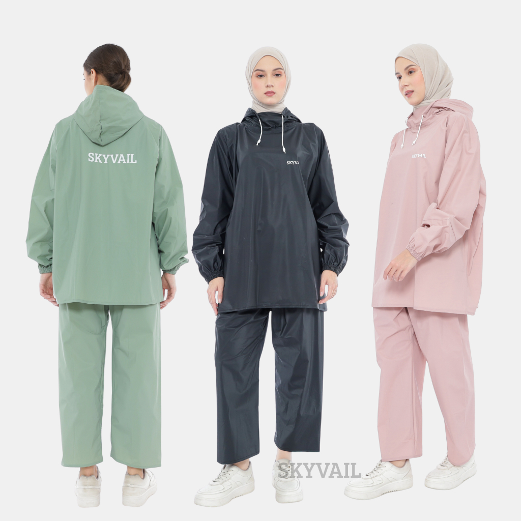 Jas Hujan Model Terbaru HOODIE Pria Wanita Dewasa Tanpa Ziper Anti Rembes Bahan PVC Tebal