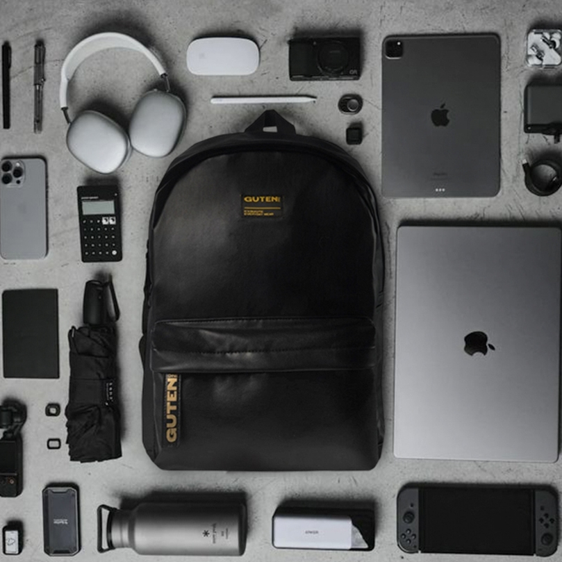 Guteninc Tas Ransel Leather Backpack Bruce Faux Black