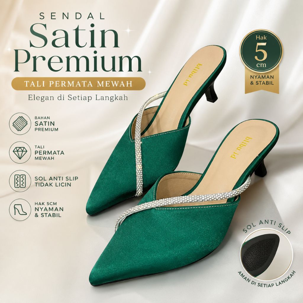 HANUM  sendal wanita | selop kekinian hak 5cm | sandal wanita
