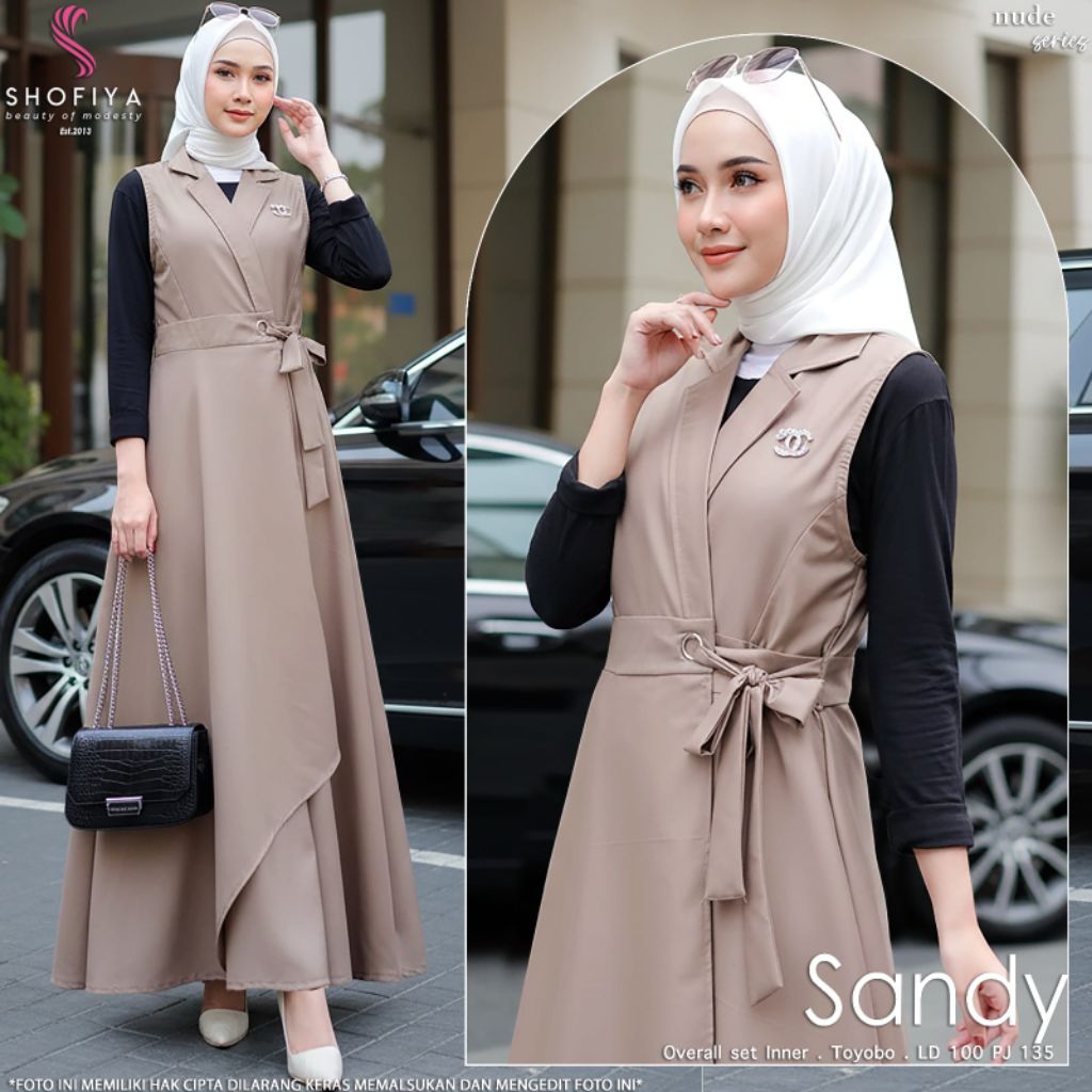 (NEW)SETELAN WANITA OUTER+ INNER SANDY SET BY SHOFIYA // FASHION MUSLIM // ARTIKA ONE SET BY SHOFIYA