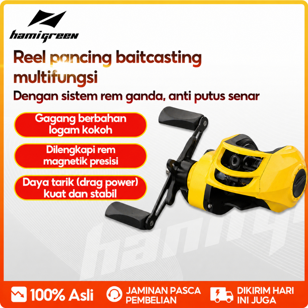 Hamigreen Baitcasting Reel reel bc reel pancing 18+1BB murah bc casting reel 7.2:1 Gear Ratio max dr