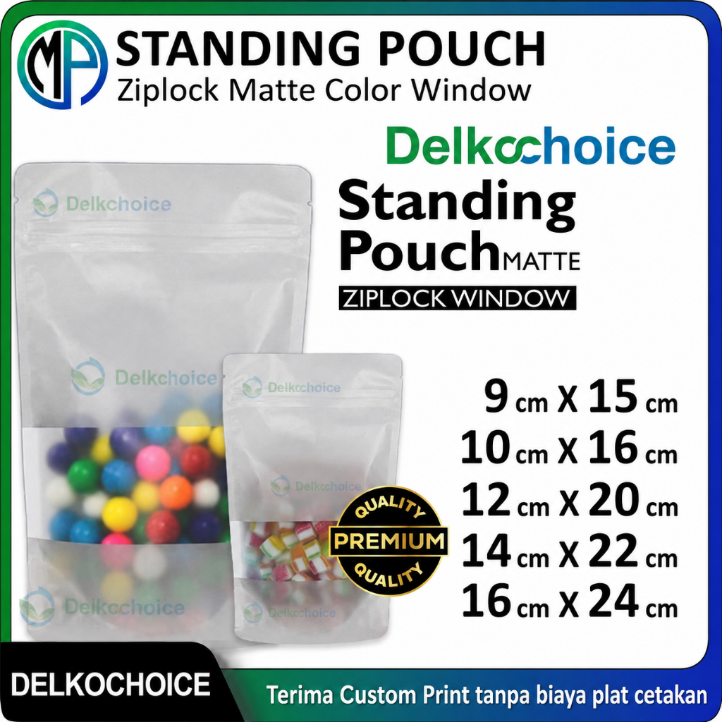 Standing Pouch Matte Doff Window Ziplock PUTIH (WHITE) / Plastik Klip Kemasan Makanan Harga Satuan
