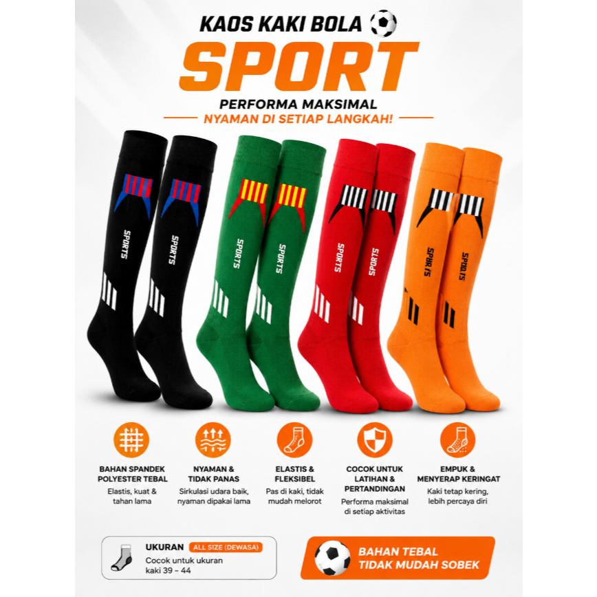 Kaos Kaki Bola Dewasa Panjang Motif Sport Bagus
