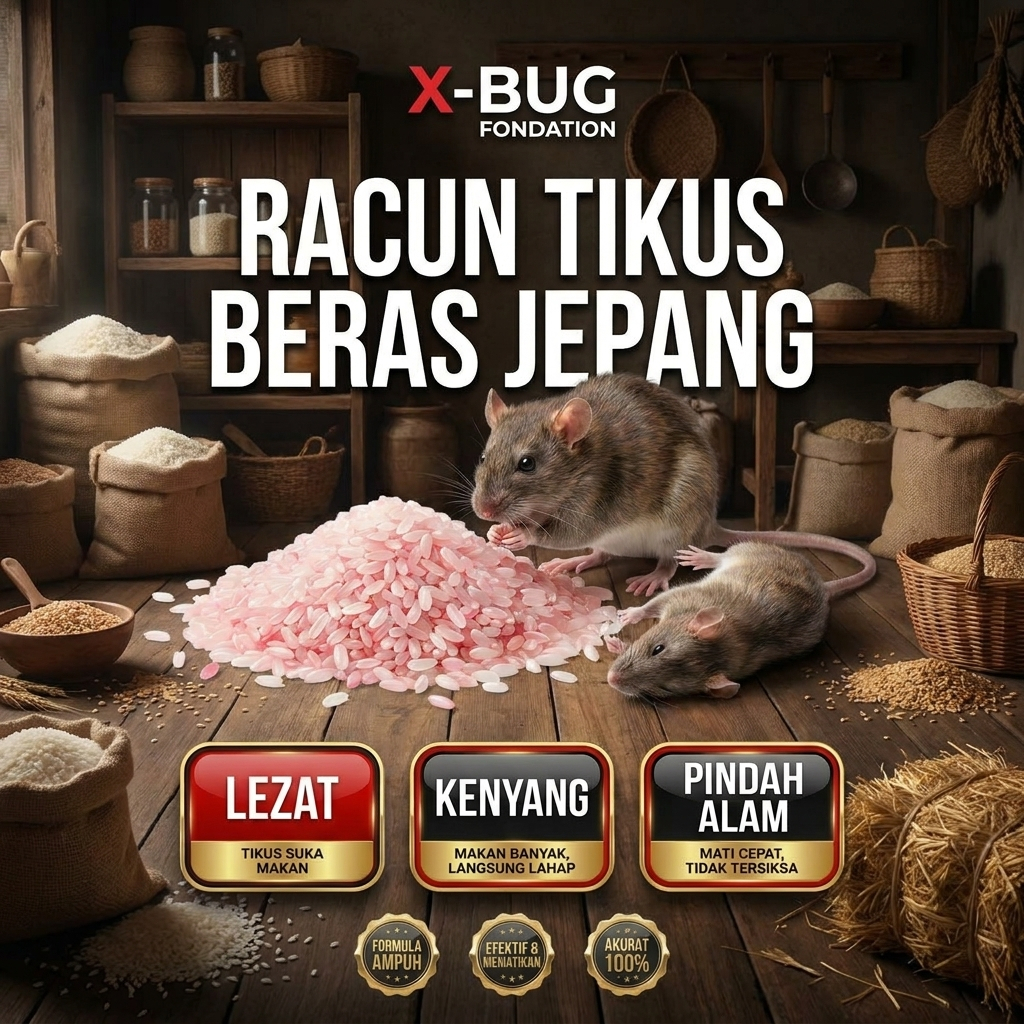 Racun Tikus Beras Pink X-BUG Umpan Disukai Tikus Ampuh Cepat