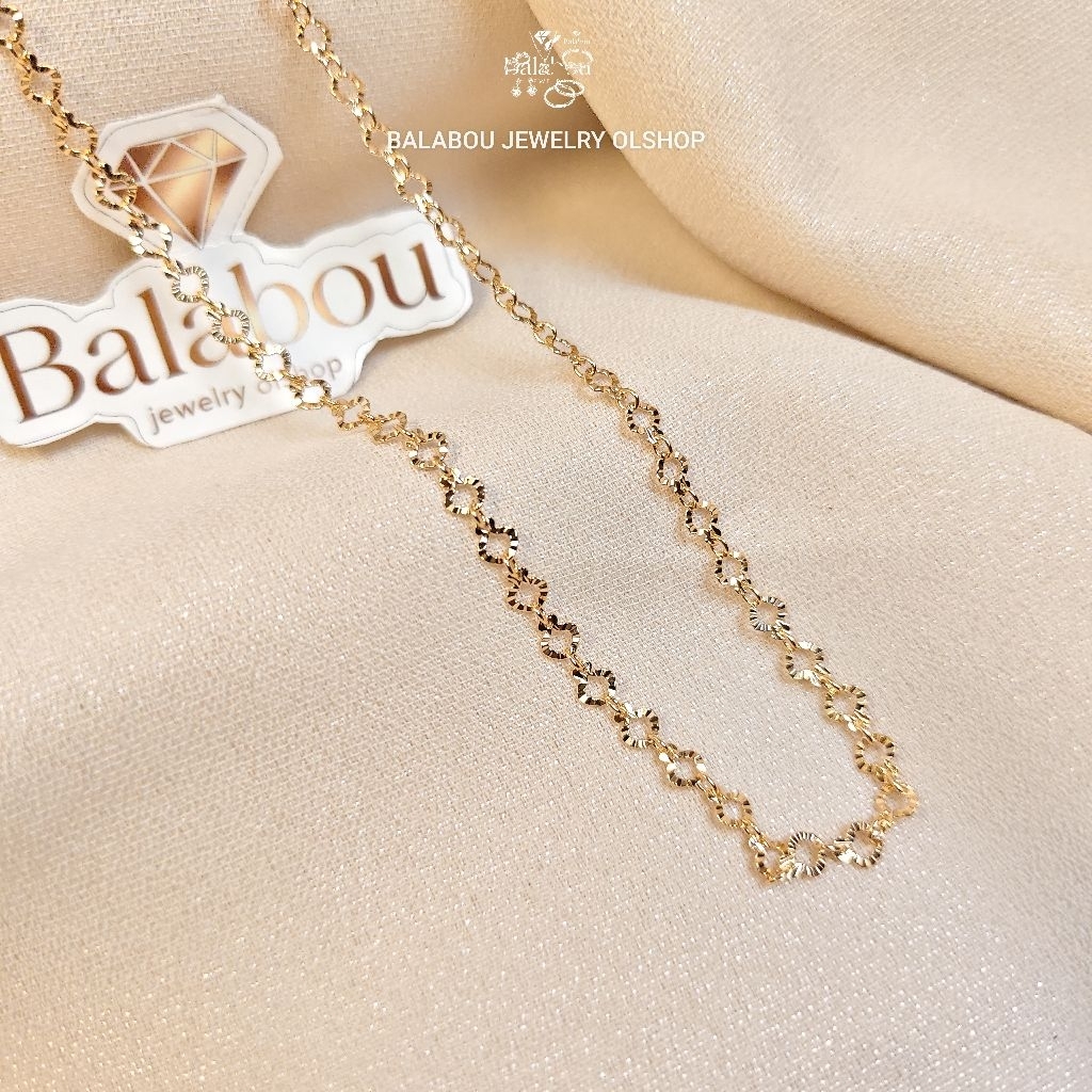 Kalung Rantai Donat Kilau Emas Imitasi Anti Karat - Model Elegan Mewah Tidak Pudar Balabou Jewelry