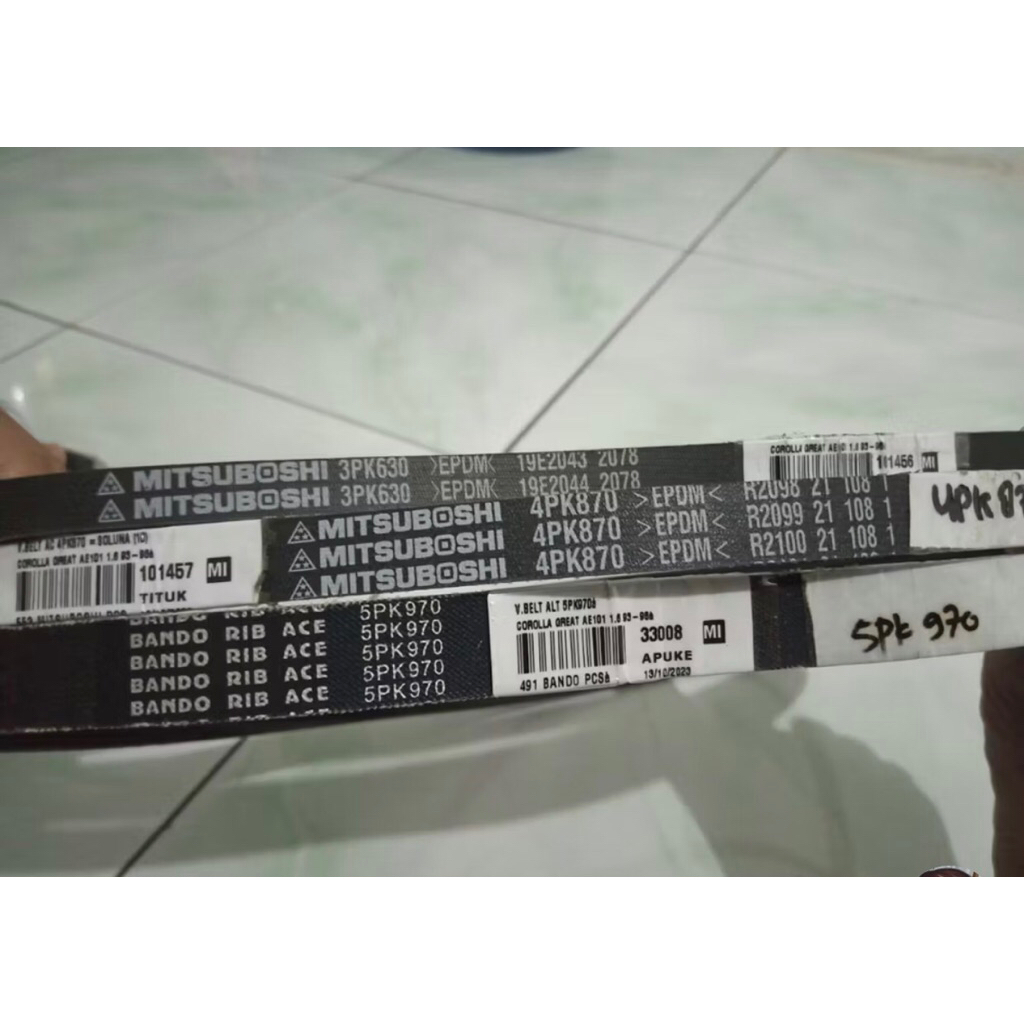 v belt ac v belt powerstering v belt dinamo corolla great corolla all new twincam mitsuboshi atau ba