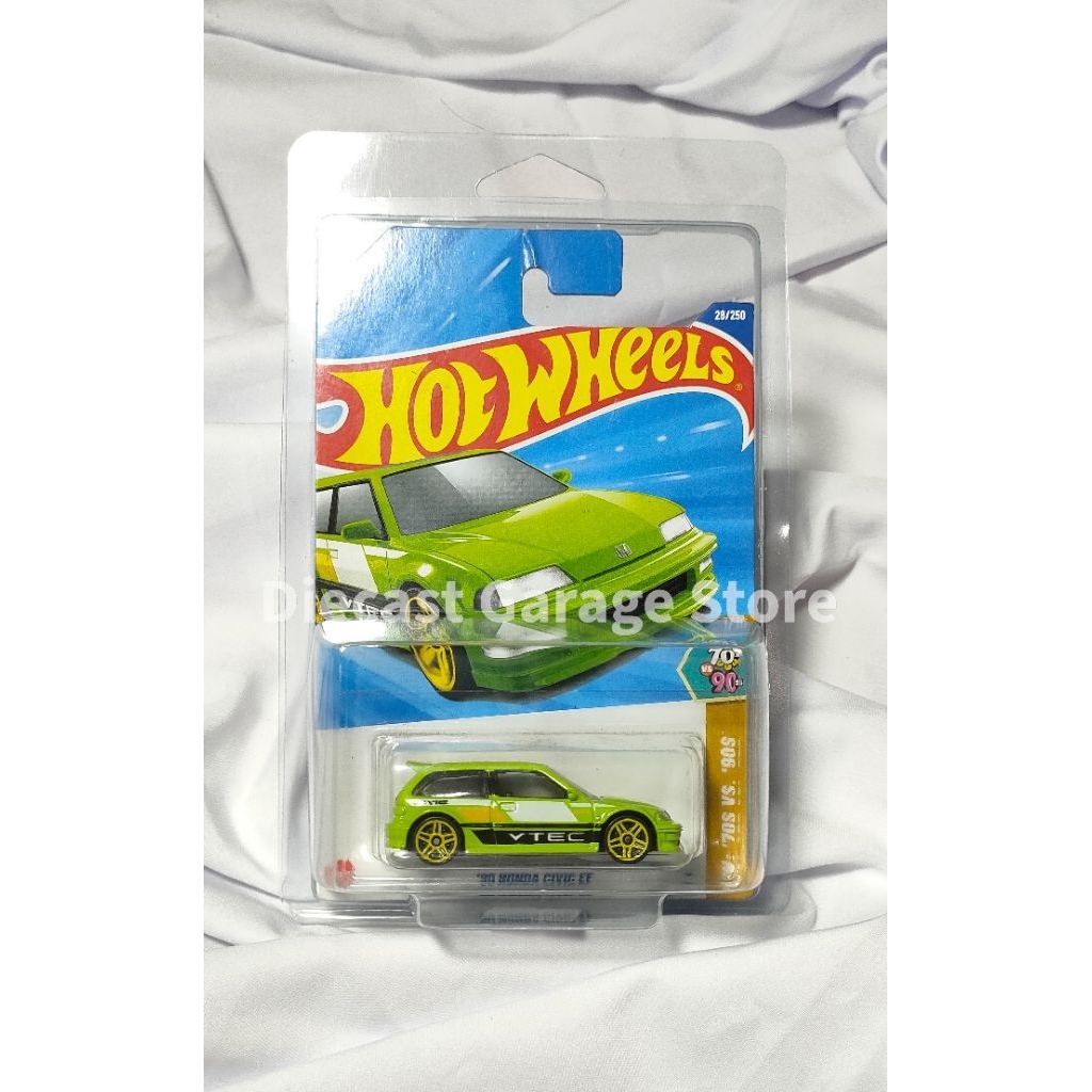 Hot Wheels Honda Civic EF [HW '70S VS. '90S ] hijau 1:64 Diecast Original + Free Protektor (gratis p