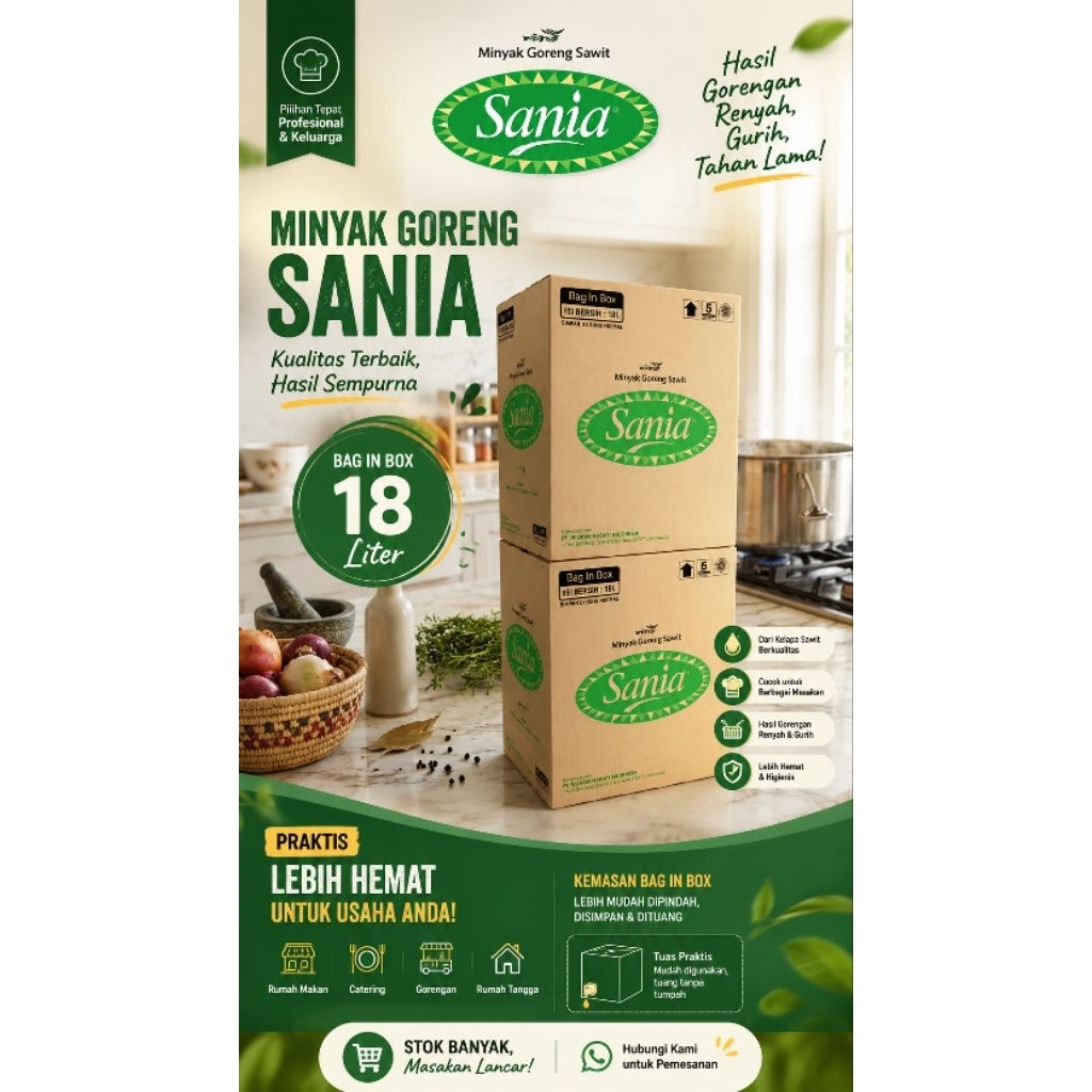 minyak goreng Sania 18 liter bib ( bag in box )
