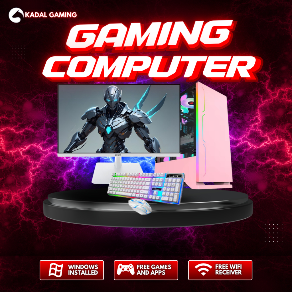 PC GAMING EDITING RYZEN 5 3400G APU RADEON GRAPHICS 2GB VRAM CASING PINK FULLSET WHITE + PINK