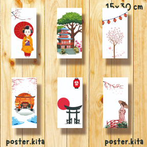 Poster dinding tema Jepang uk 15x30 poster Jepang hiasan dinding Tema bunga sakura
