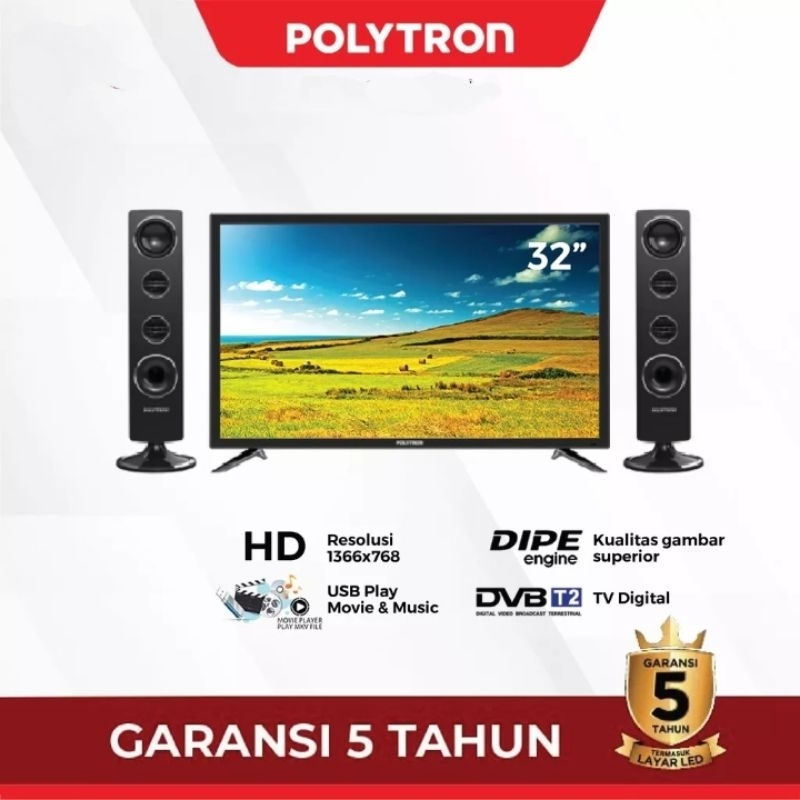 TV POLYTRON LED DIGITAL 32inch + SPEAKER TOWER