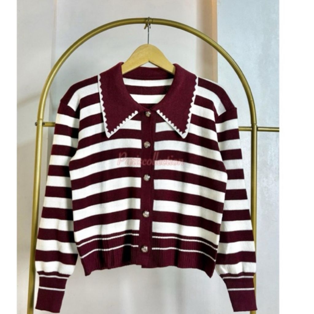 Sweater Cardigan Rajut Premium Warna Maroon dengan Kain Adem dan Nyaman