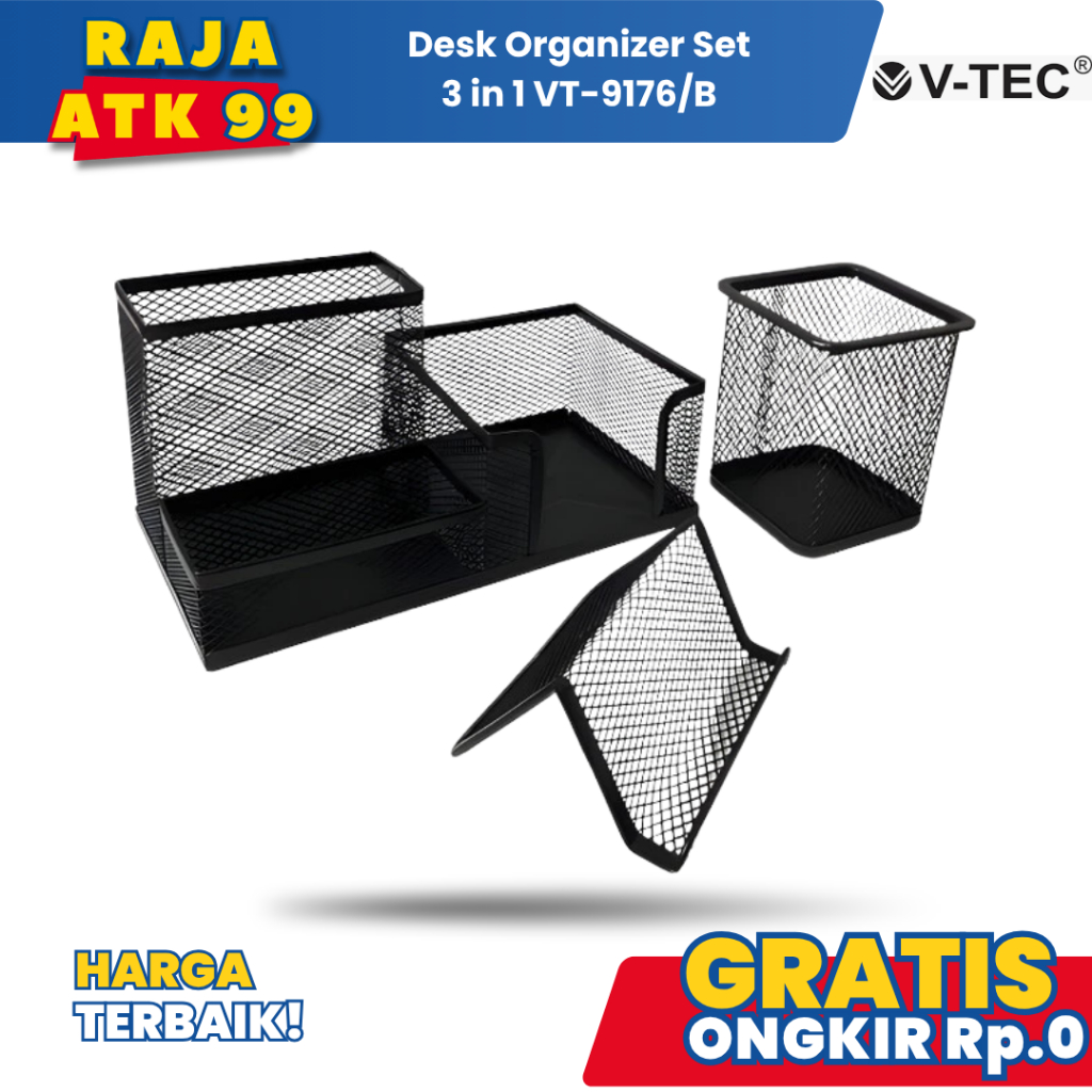V-Tec Desk Organizer Set 3 in 1 VT-9176/B Memo Set Terdapat 3 Organizer - Set