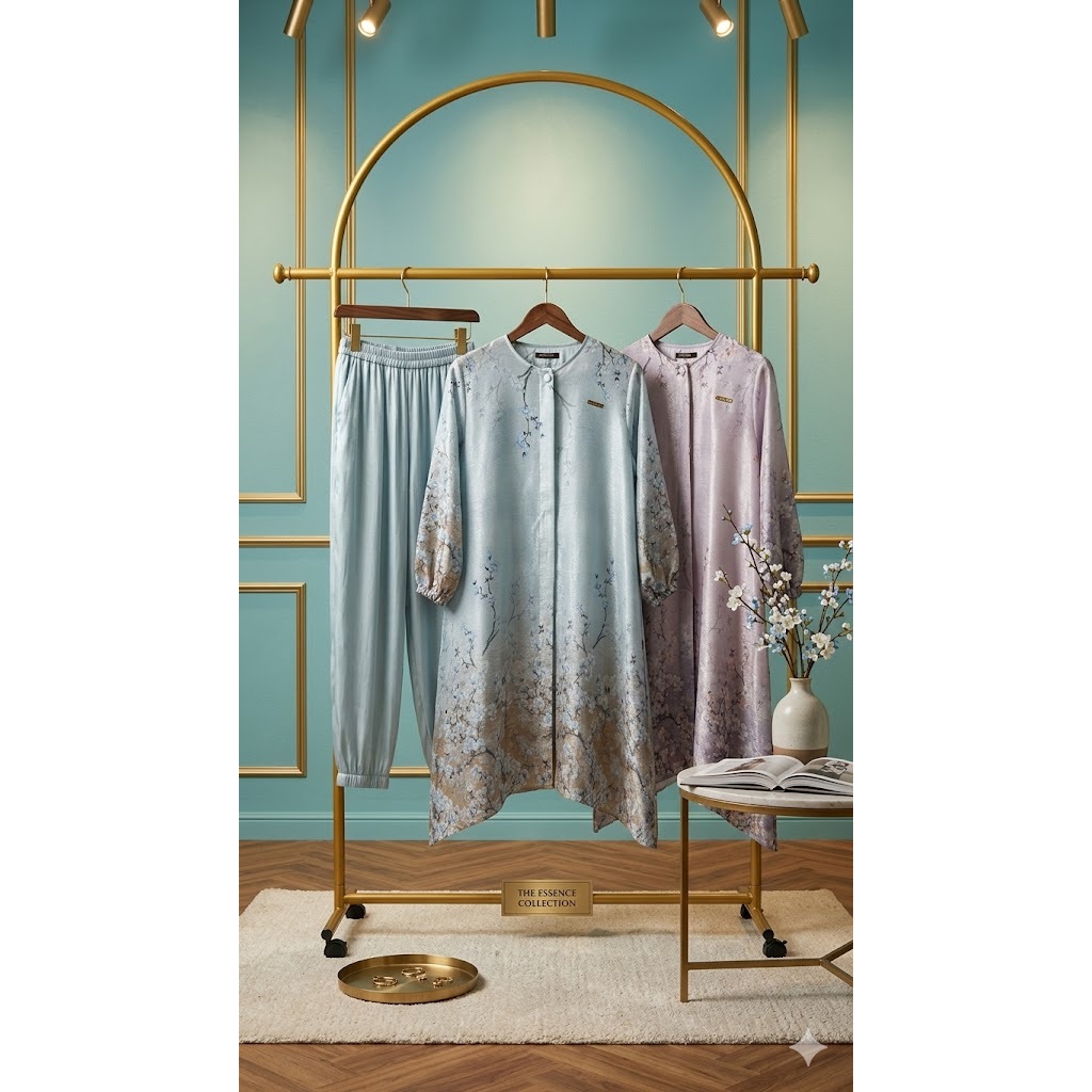 Setelan Tunik Celana Wanita - NAMIRA One Set Floral Silk Mewah / Outfit Kondangan Kekinian