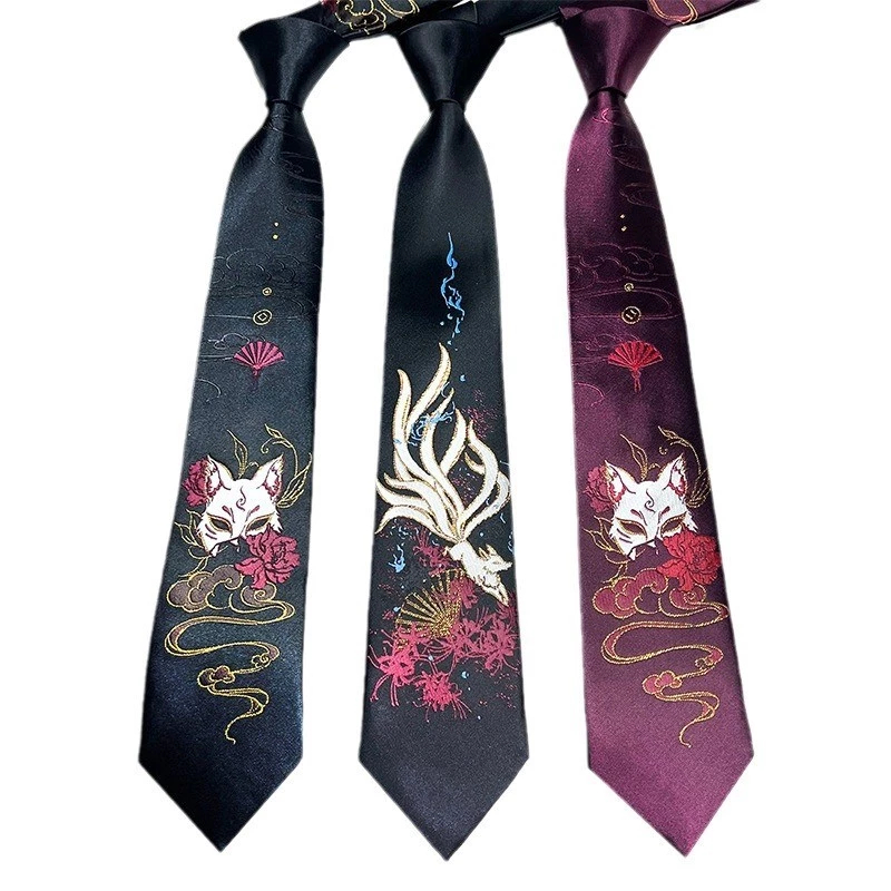 Dasi Motif Rubah 9 Ekor Fox Gothic Tail Japan Cosplay Aksesoris Dasi Halloween Pesta Seragam