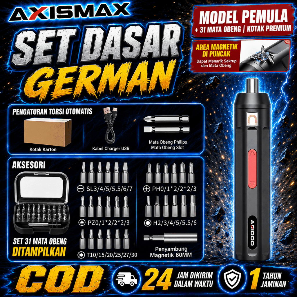 ARIDOO Cordless Screwdriver Mesin Bor Cordless Mini Screwdriver Obeng Baterai Bor Cordless Obeng Bor