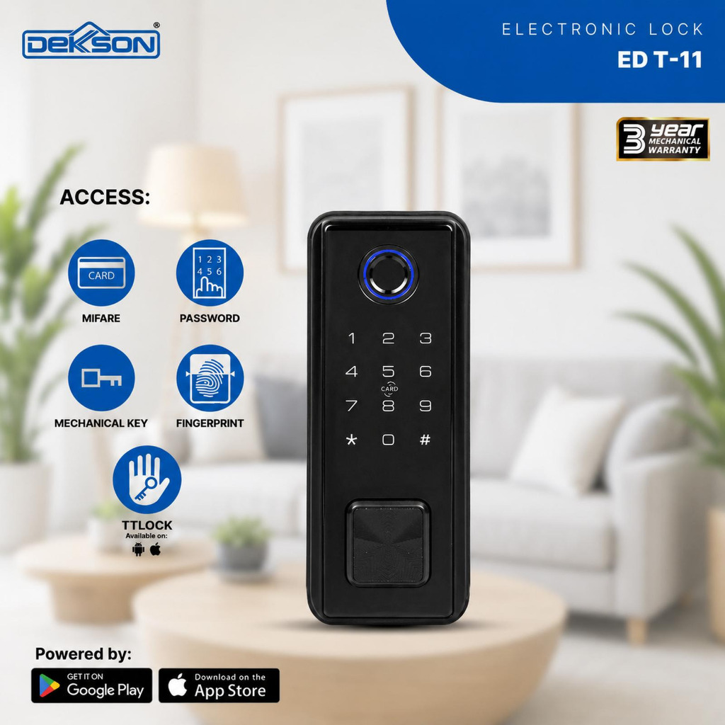 DEKKSON Smartlock Kunci Pintu Digital ED T11 Fingerprint TTLock Kunci Pintu Pintar