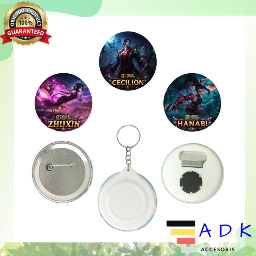 Pin Mobile Legends Bang Bang Pin Gantungan Kunci Bros Magnet Hero Mobile Legends