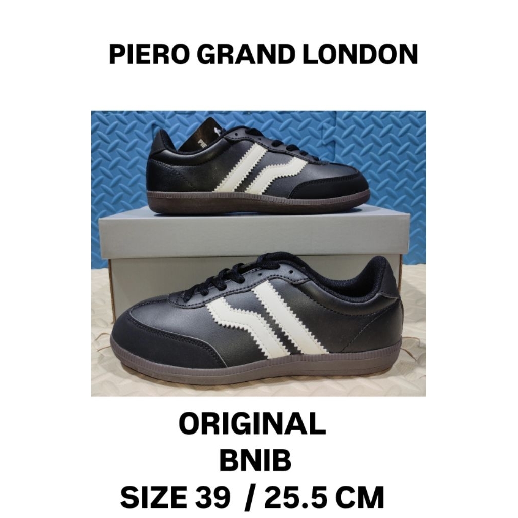 Sepatu Sneakers Piero Grand London - Black/White/Brown Original Pakaianmuslimpria