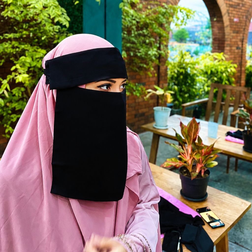 cadar niqab bandana poni bedoon essm pendek 25cm lokal