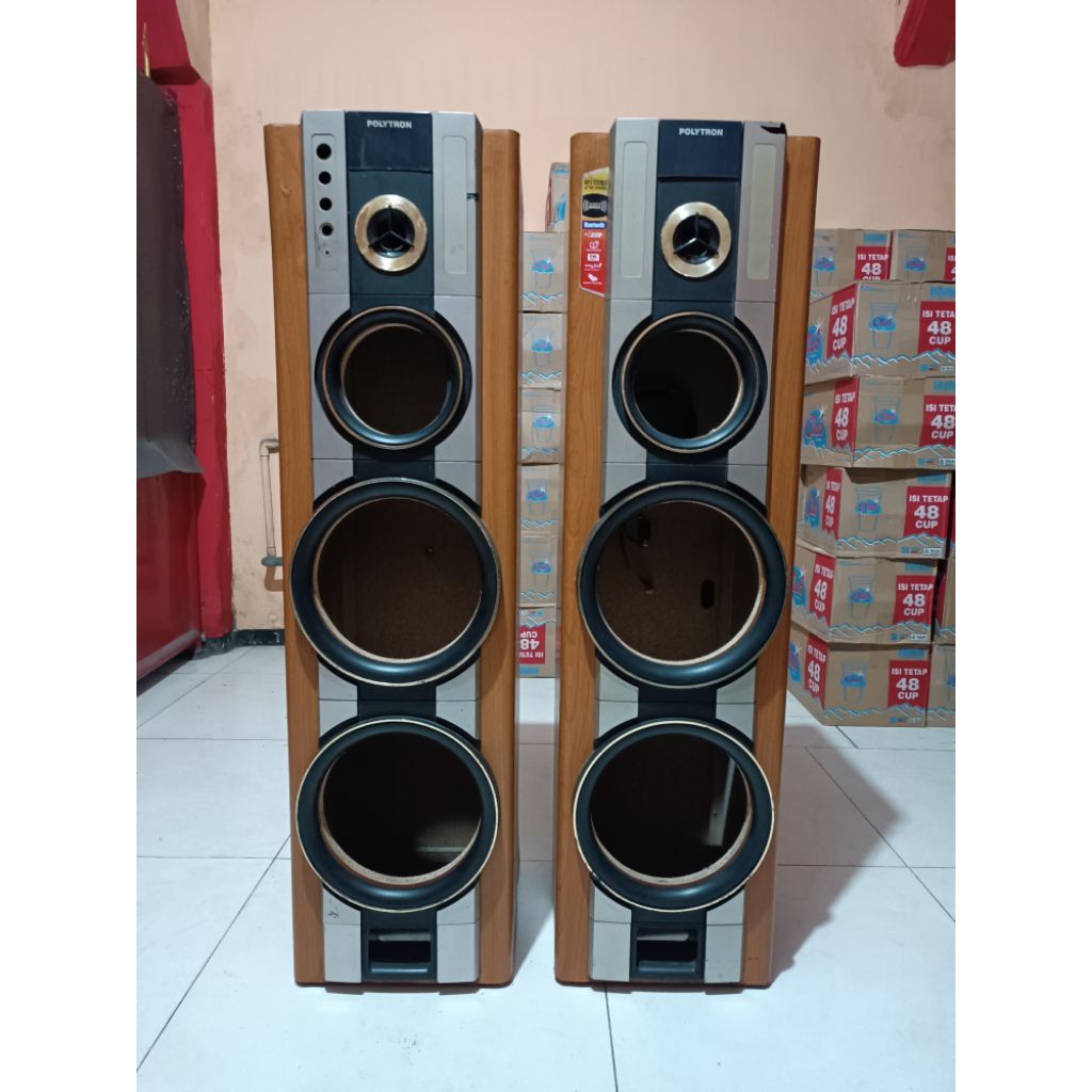 Sepasang Box Speaker Polytron XBR PAS 79BU Lengkap Tweeter, Kabel, Panel, dan Baut