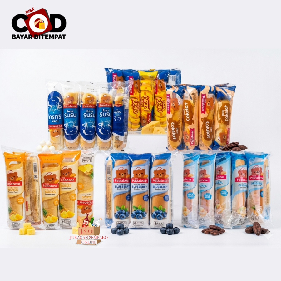 [ JSO ] PROMO Roti Papa Bear Pack 10 pcs x 20gr Roti Viral Roti Lembut PapaBear Isi Selai Keju Susu 