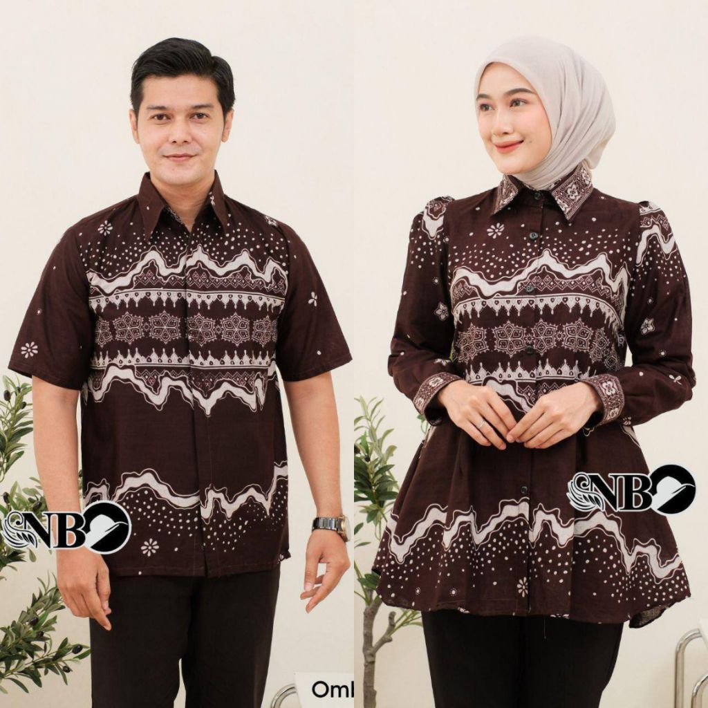 Blus Batik Couple Sarimbit Suami Istri Warna Coklat Dabiana