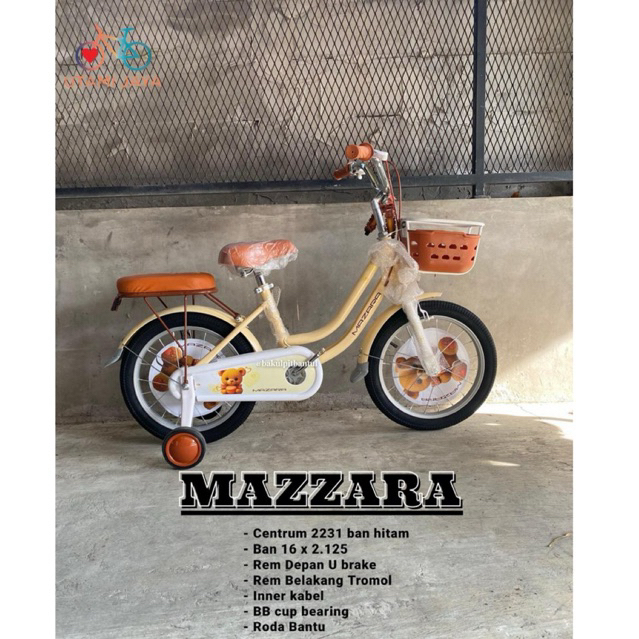 Sepeda Anak Cewek Keranjang Ring 16 Mazara 2231 ban hitam | Sepeda Anak Roda Empat Ukuran 16 Mazara 