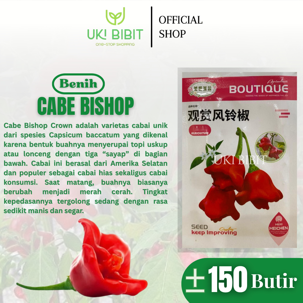 Kemasan Original | Benih Biji Cabe Bishop Crown | Cabe Hias Windbell