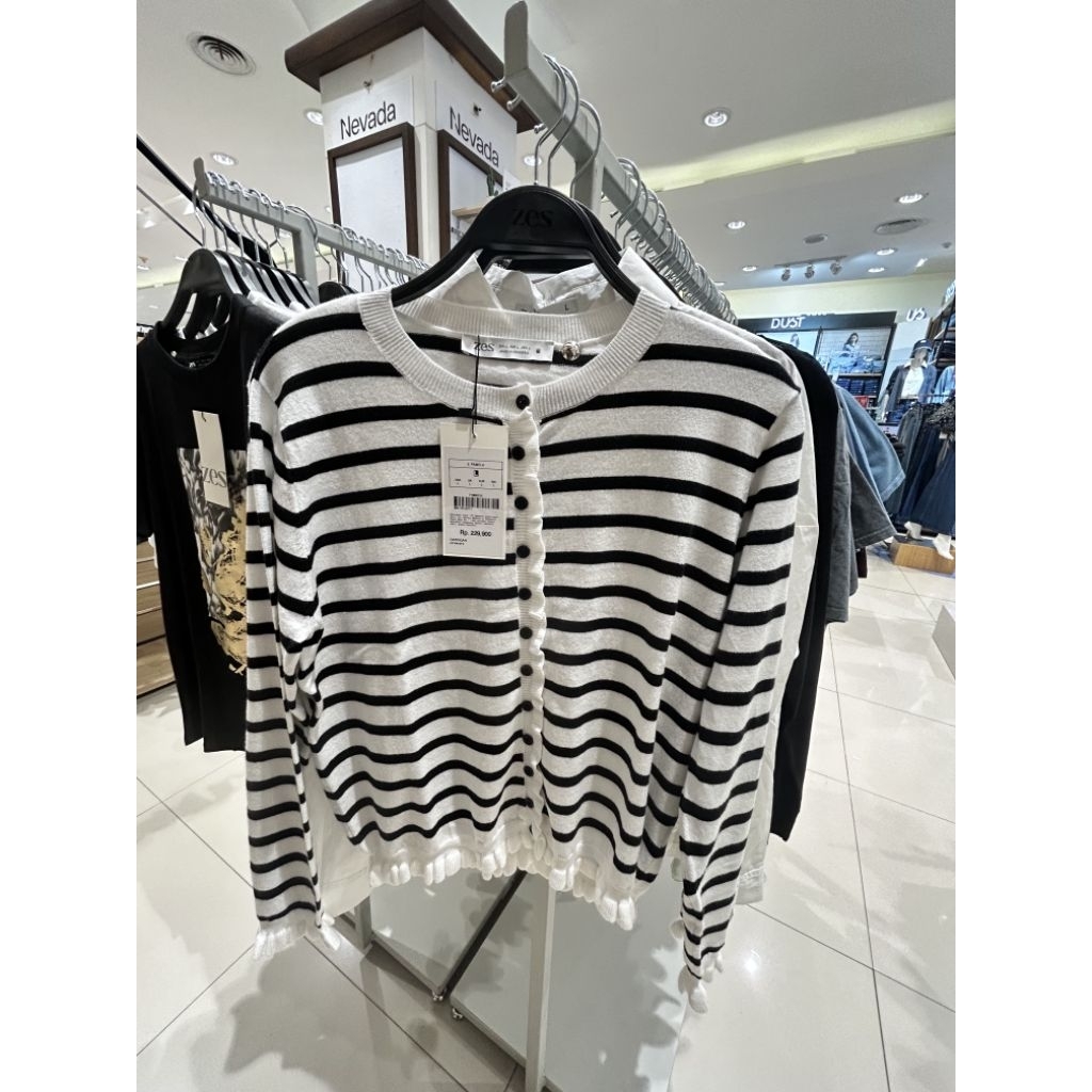 ZES Cardigan salur tangan kriwil size S M L XL