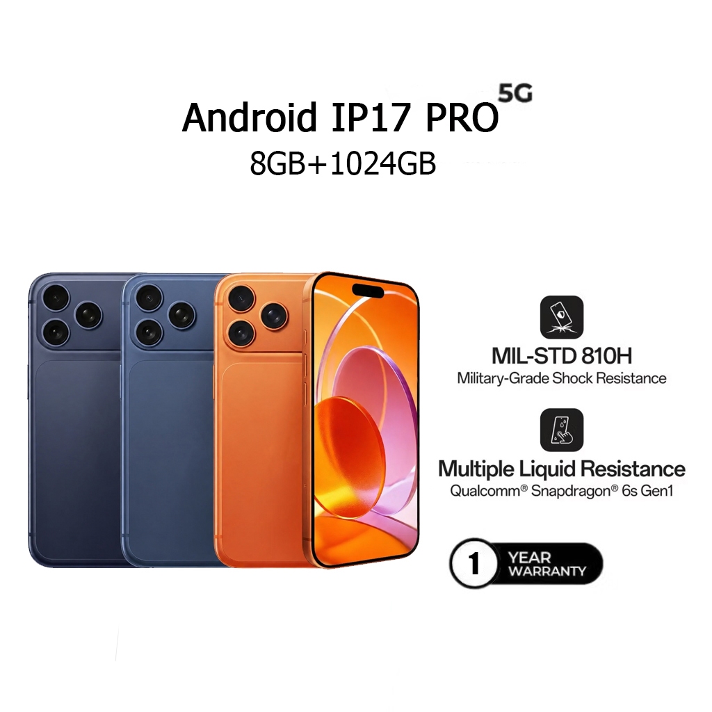 Android hp 6.3 inch Smartphone ip17pro max phone ram 8/1024GB jaringan 4G/5G Garansi Android ponsel