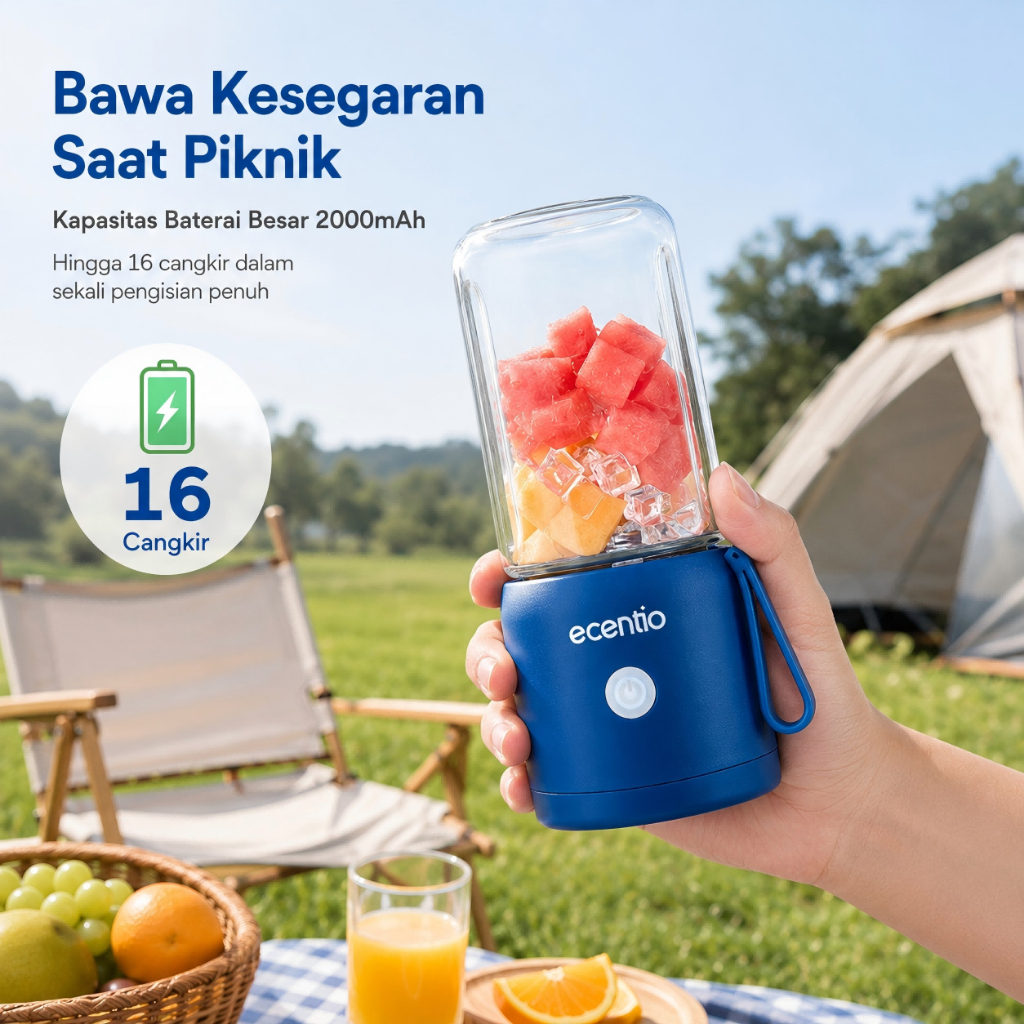 ecentio 12 mata pisau Juicer Mini portable Blender kecil kapsul  buah tanpa ampas  Pembuat Jus Juice