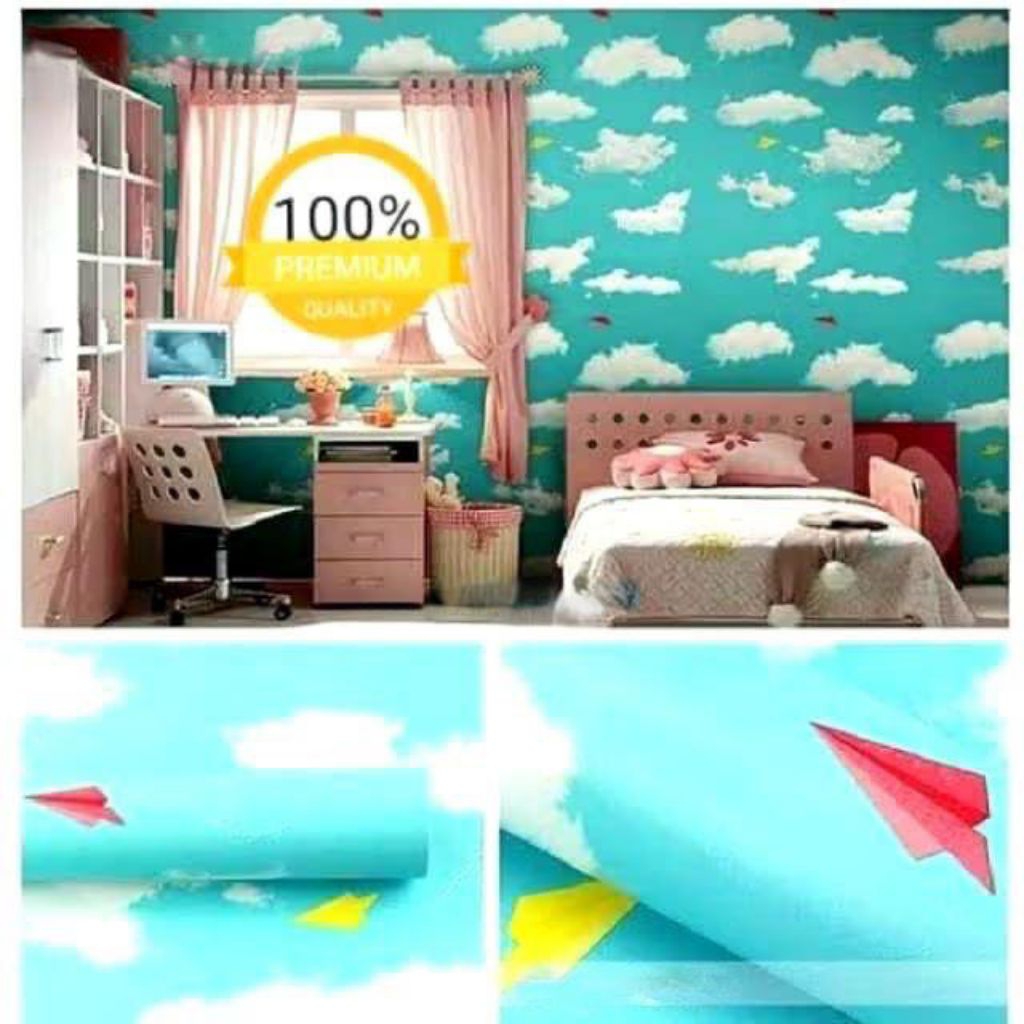 Wallpaper Dinding Kamar Anak Warna Biru Wallpaper Dinding Tahan Air Wallpaper Kamar Tidur Anak Cowok