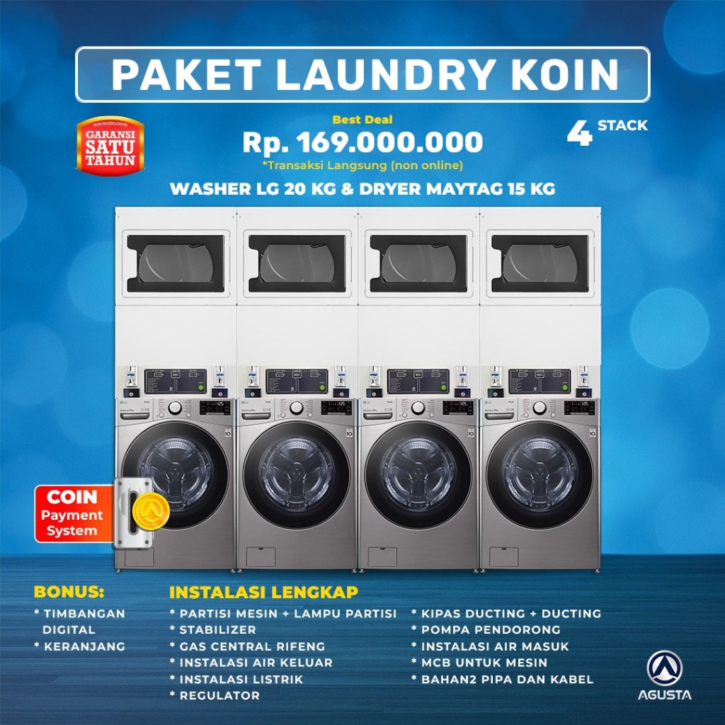 Mesin Laundry Coin Maytag Dan LG 20Kg