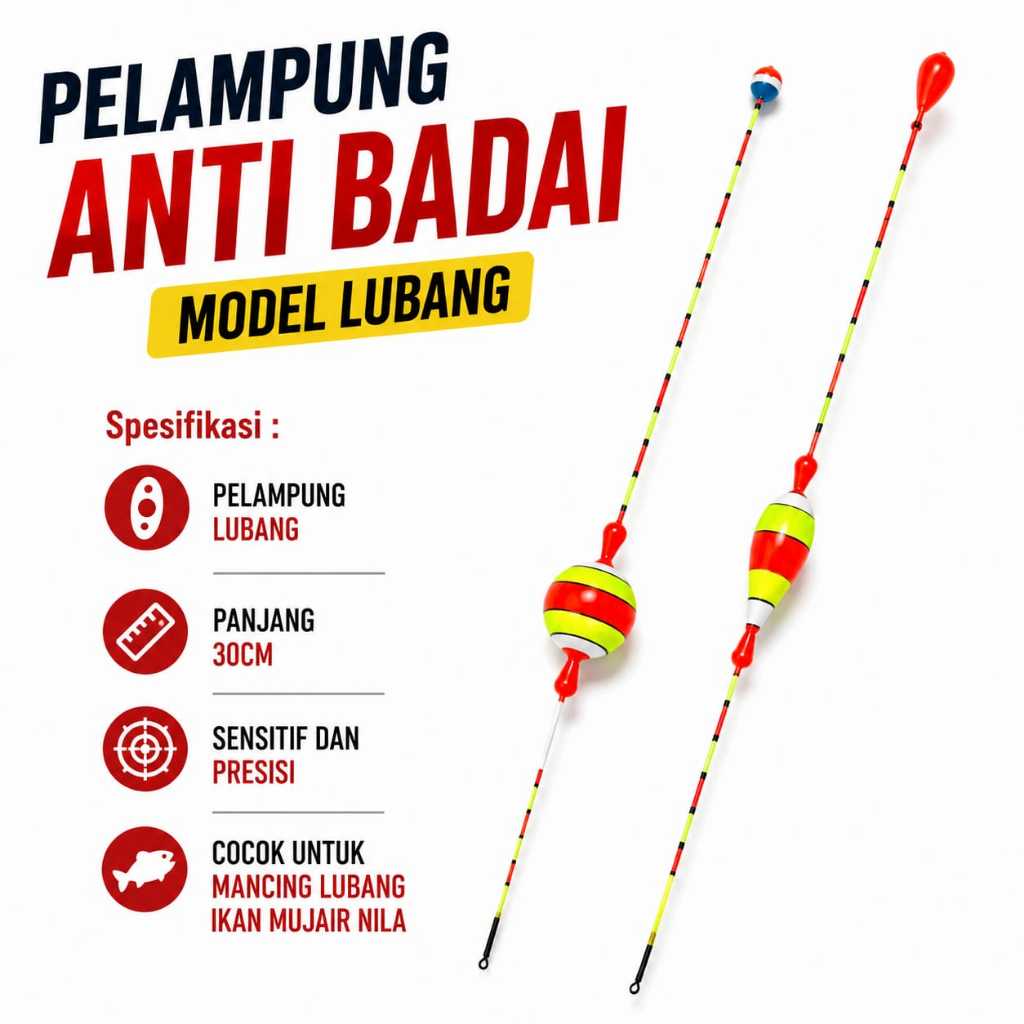 Pelampung Pancing Anti Badai Model Lobang Nila Mujair Panjang 30CM
