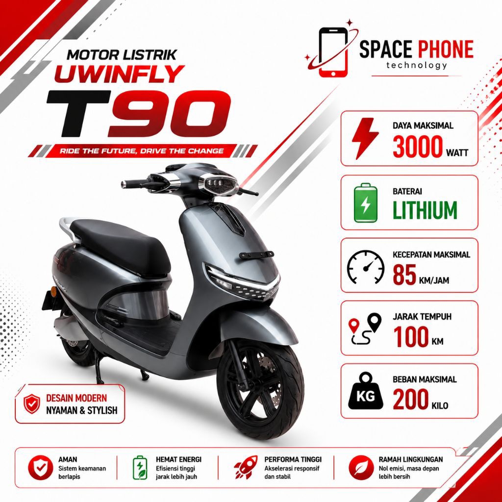 motor listrik Uwinfly T90 NFC system LED Bergaransi