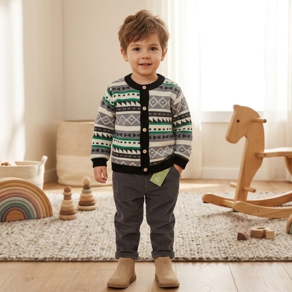 CARDIGAN IMPORT MOTIF ETNIK KIDS